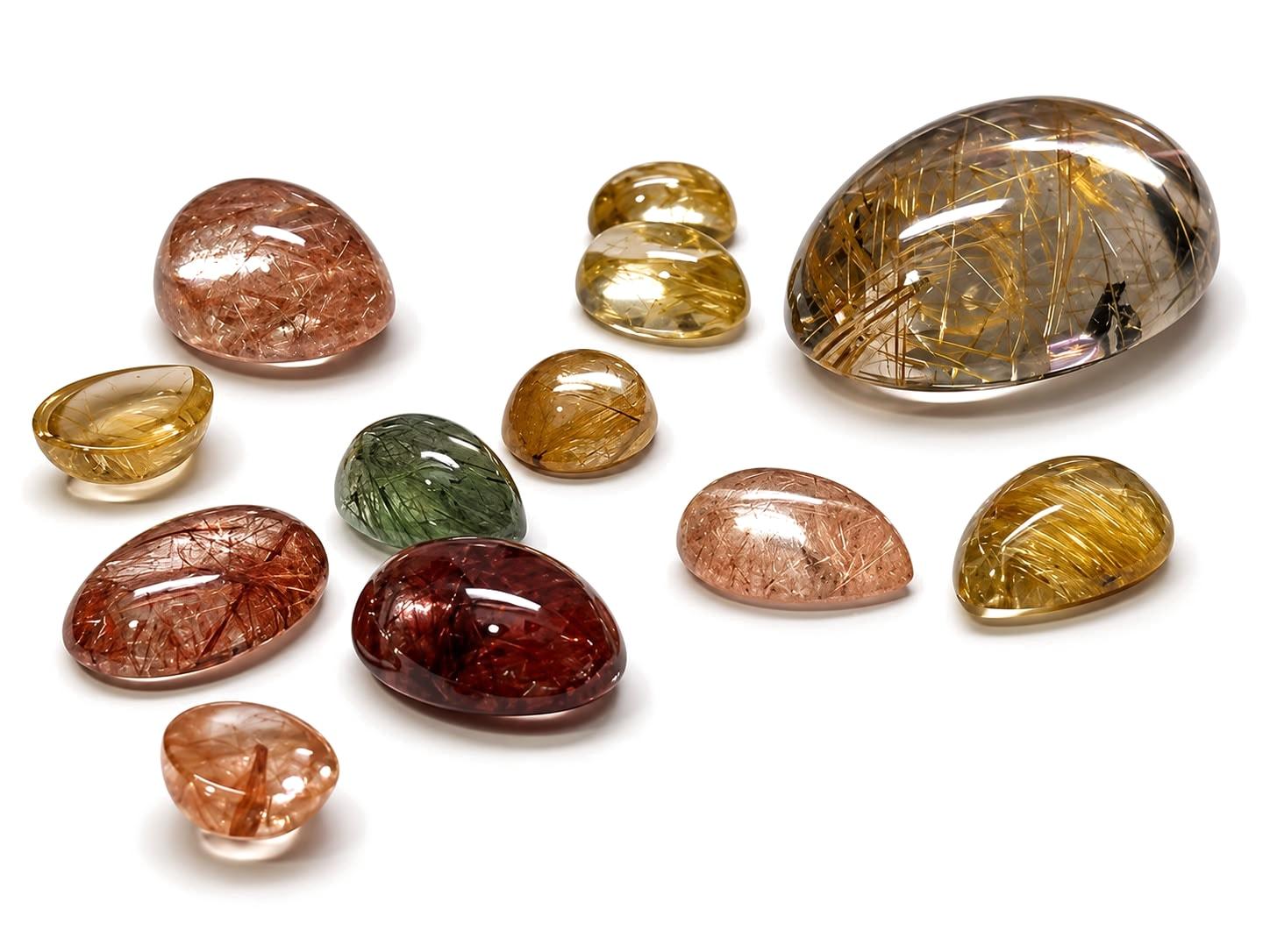 Kwarc rutylowy – kaboszony, 10–30 mm