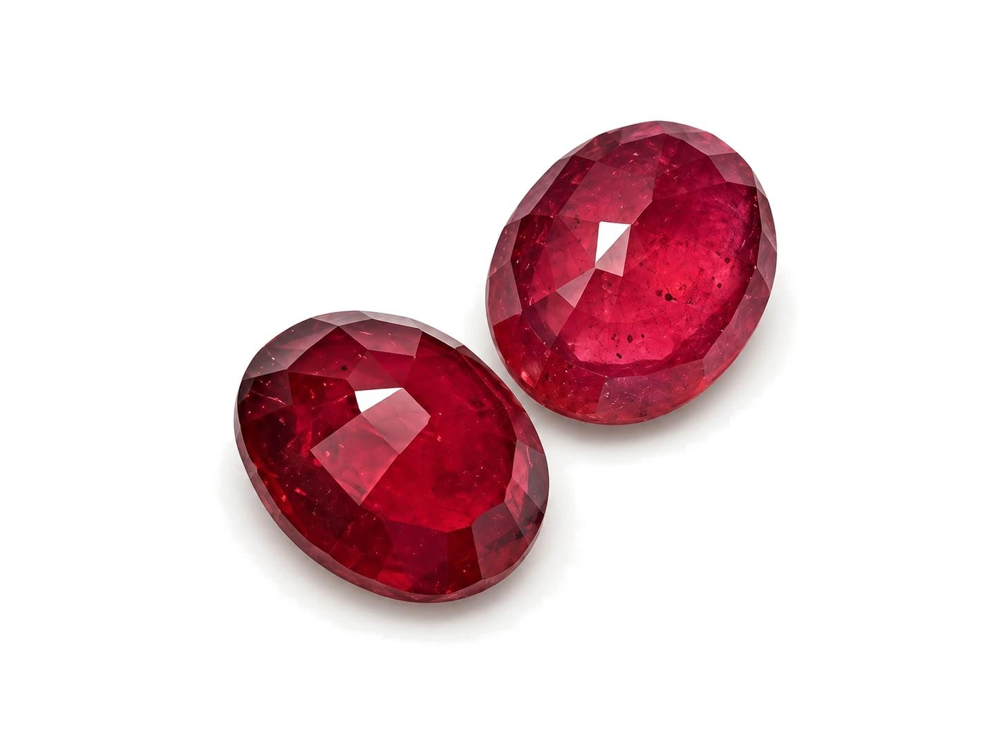 Rubin – kamienie fasetowane, 10 × 8 mm